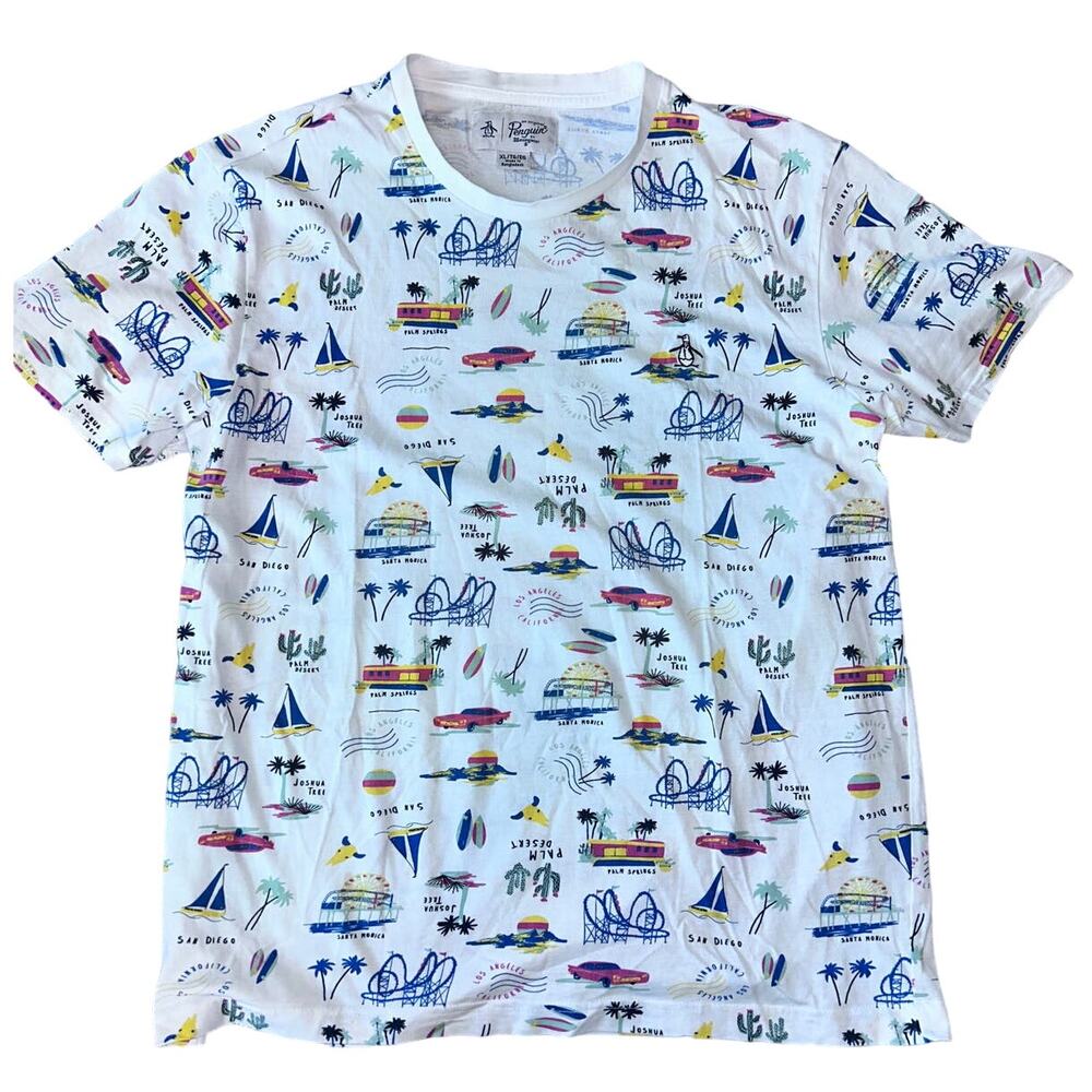 EUC Original Penguin California Adventure Print Short Sleeve Tee size XL